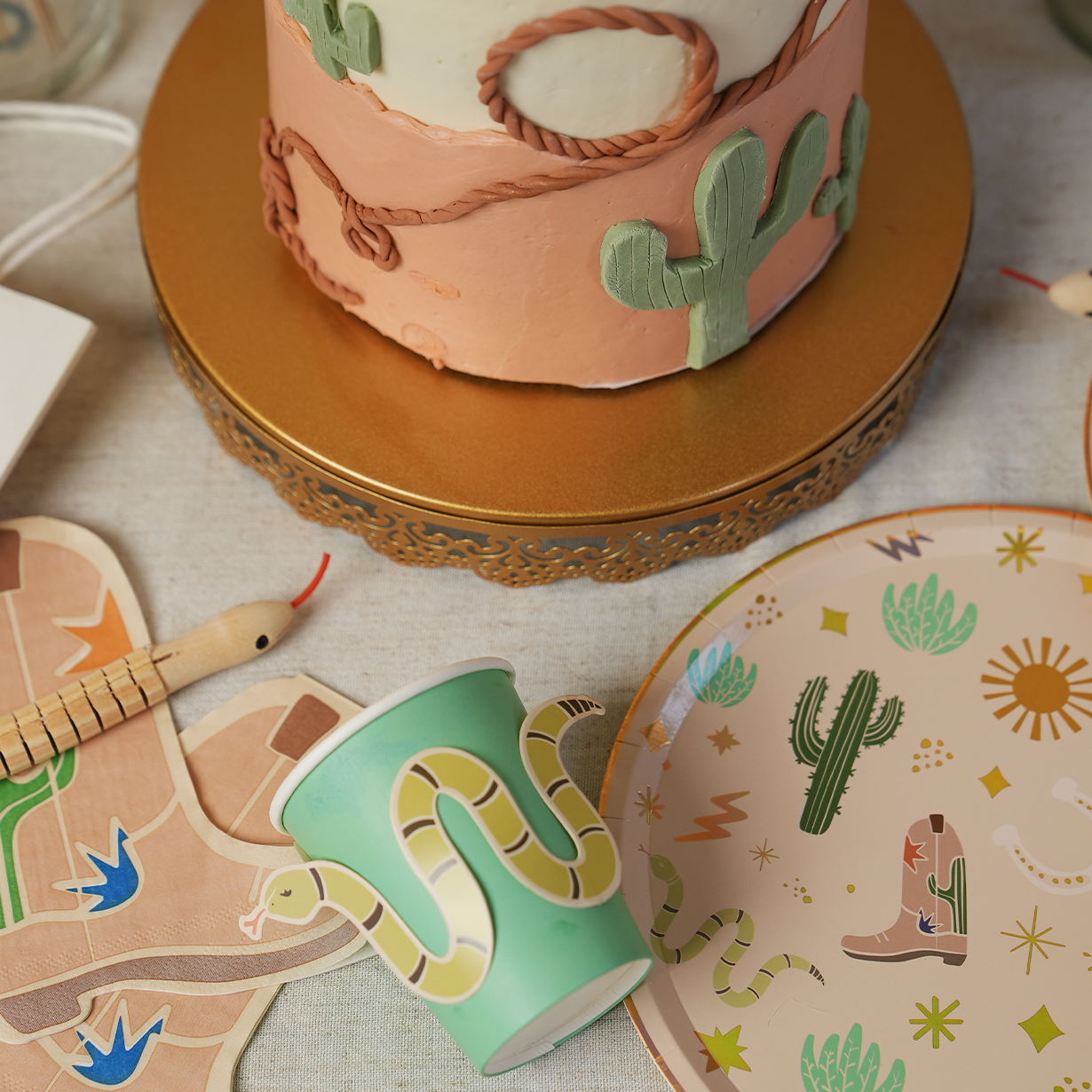 Western Cowboy Paper Plates – Boots, Cactus & Snake Catcher Design (x 12)