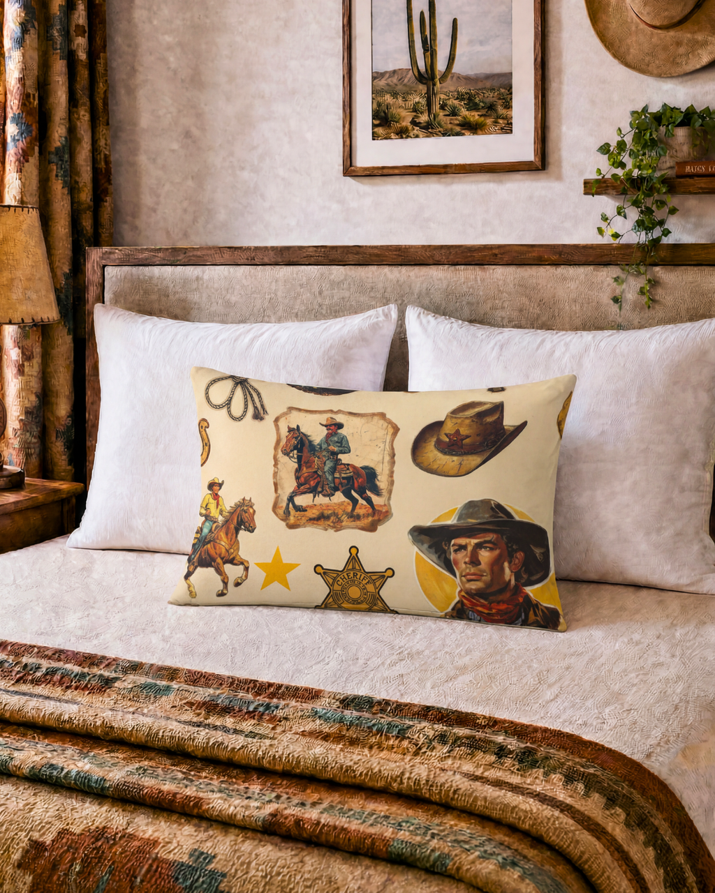Baha Ranch Vintage Cowboy Collage Western Pillow Case