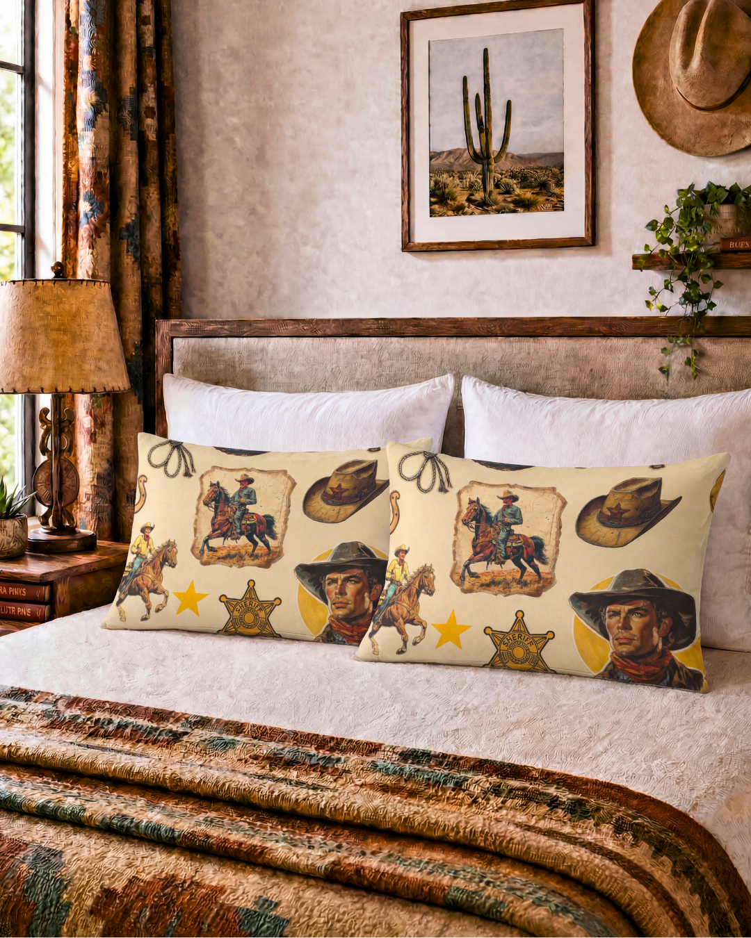 Baha Ranch Vintage Cowboy Collage Western Pillow Case