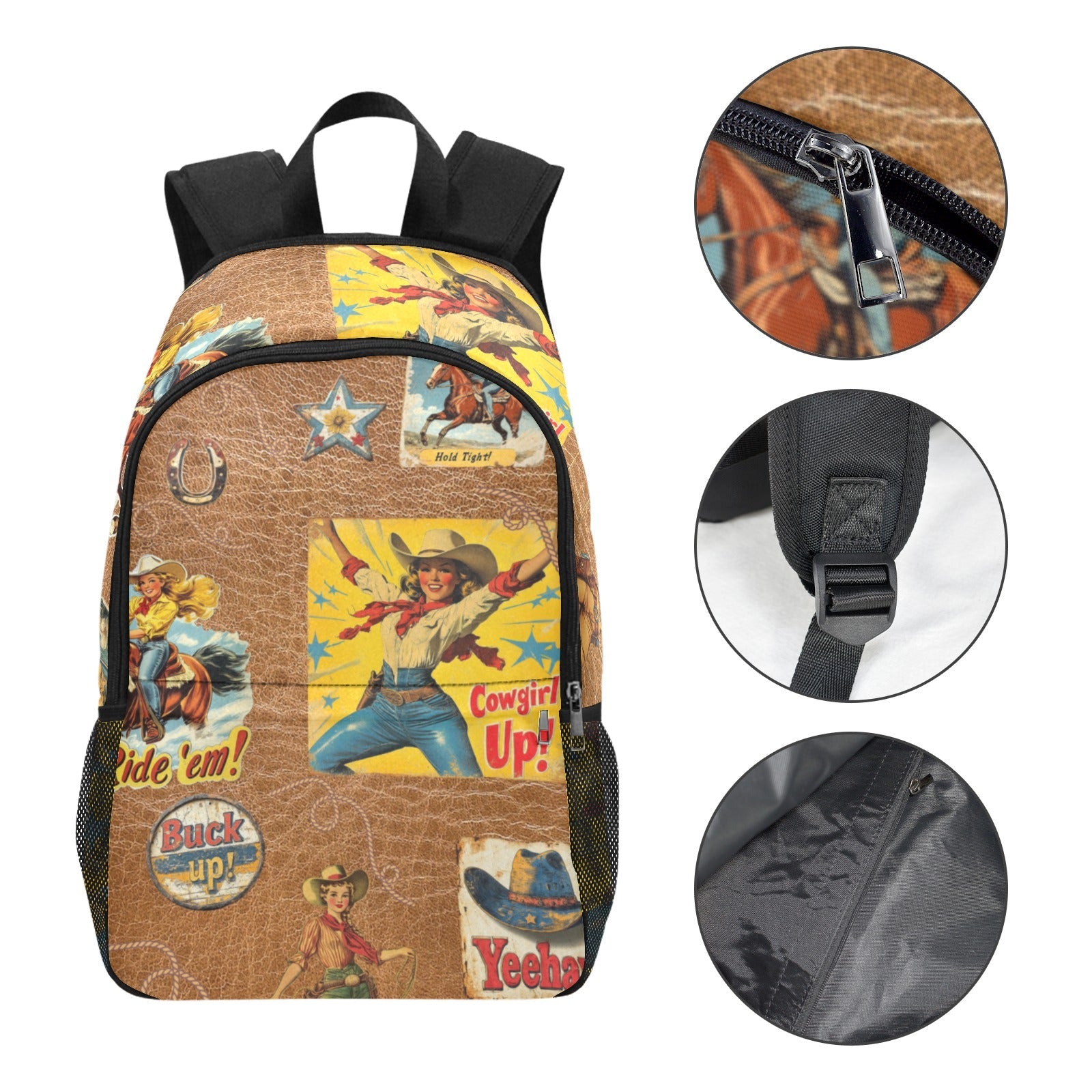 Baha Ranch Vintage Cowgirl Collage Backpack
