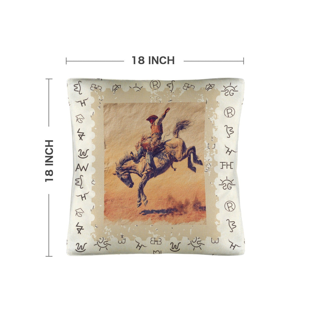 Baha Ranch Vintage Rodeo Stamp Throw Pillow Made in America