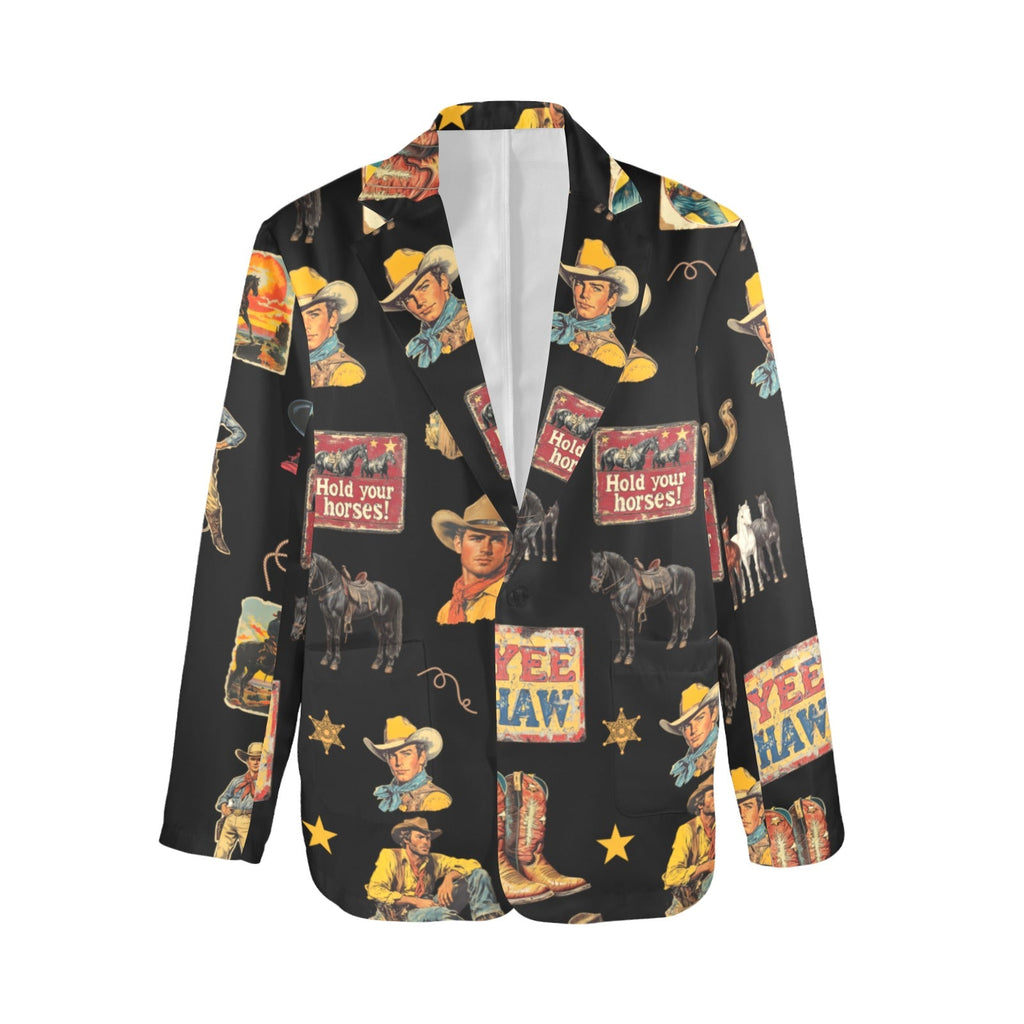 Baha Ranch Vintage Cowboy Collage Western Women's Blazer