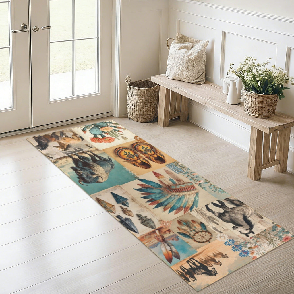 Baha Ranch Bohemian Southwest Floor Rug Runner Indoor 60" x 22" Made in America