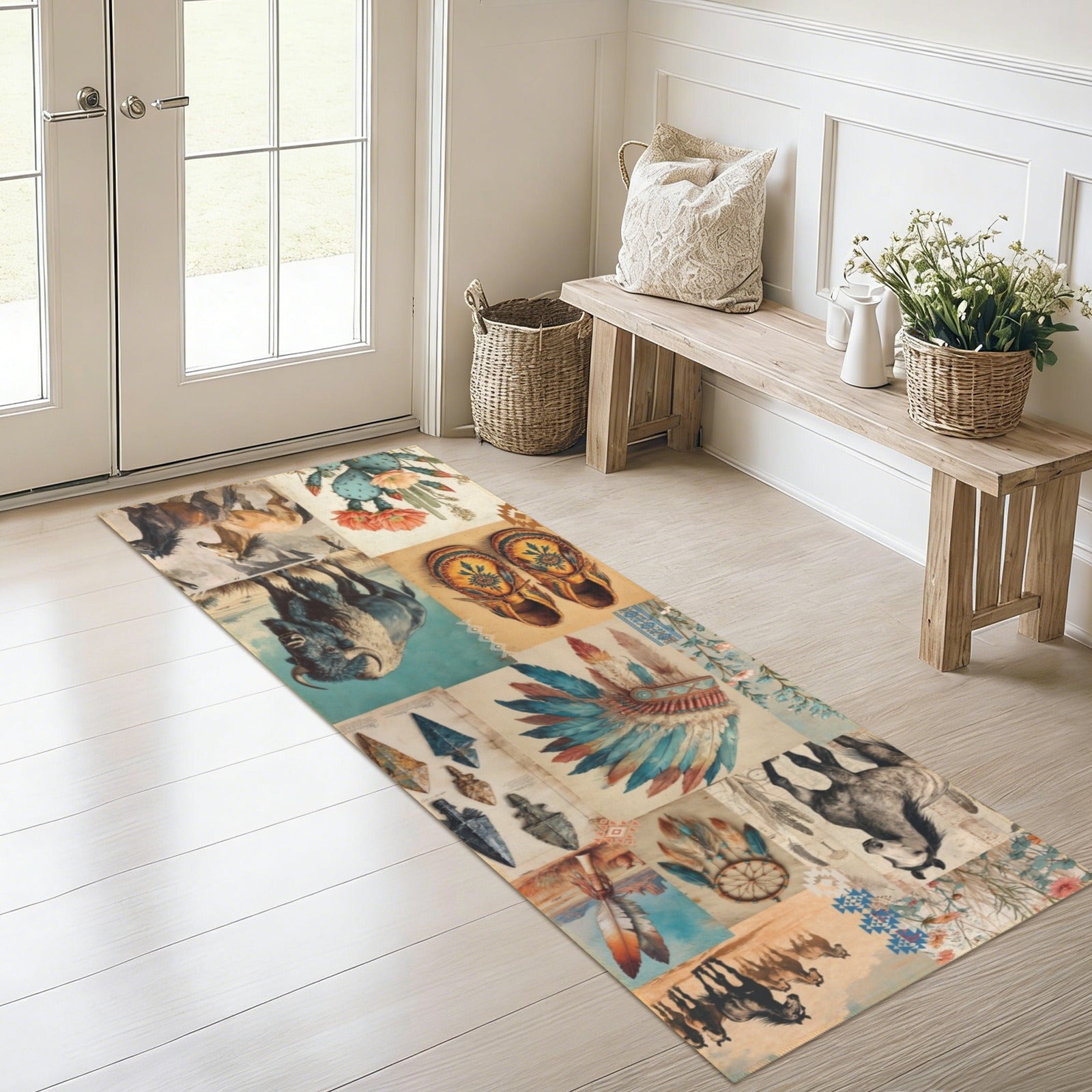 Baha Ranch Bohemian Southwest Floor Rug Runner Indoor 60" x 22" Made in America