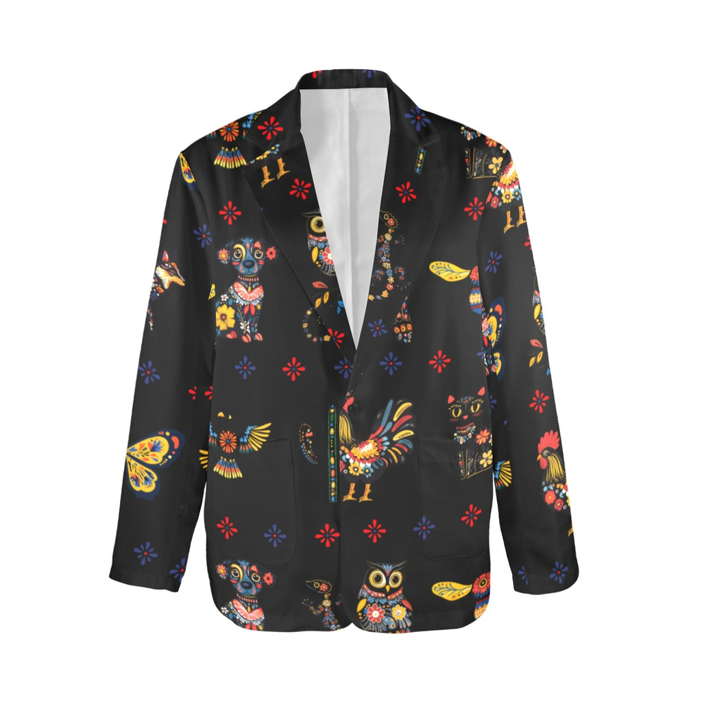 Baha Ranch Colores de Mexico Mexican Talavera Animals Floral Women's Blazer