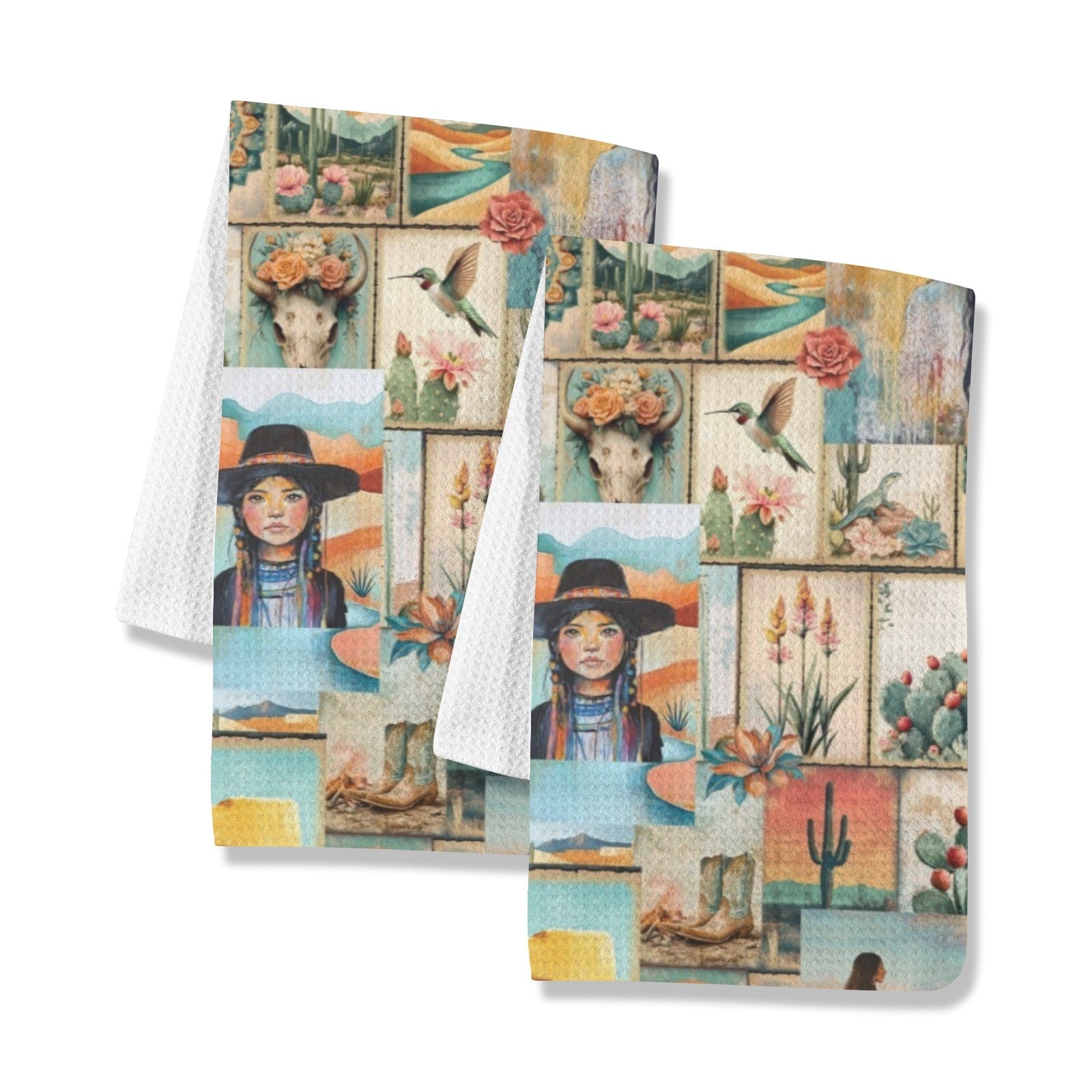 Baha Ranch Colores de Mexico Pictures of the Southwest Set of 2 Dish Towels Made in America
