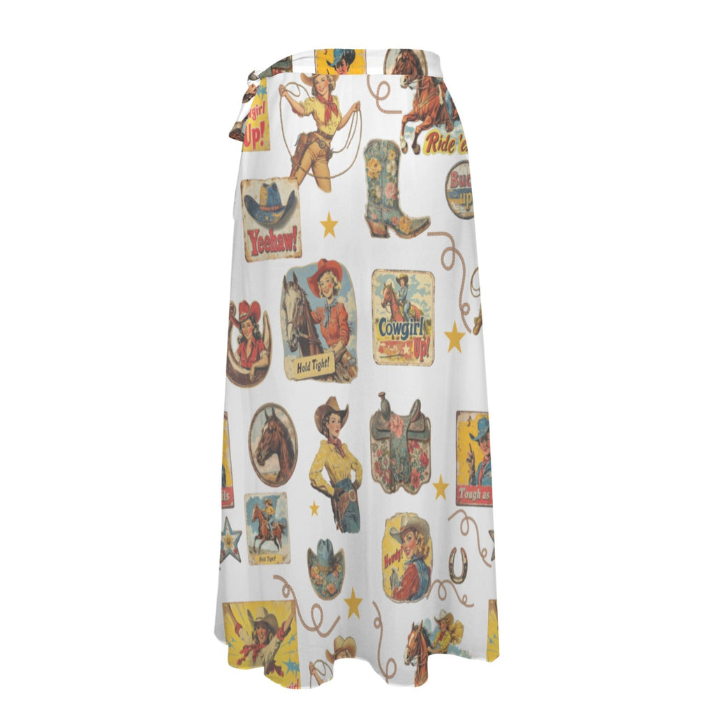Baha Ranch Vintage Cowgirl Collage Beach Coverup Skirt