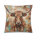 Baha Ranch Velvety Soft Painted Bull Pillow Cover Made in America