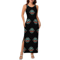 Baha Ranch Southwestern Aztec Sleeveless Bodycon Side Slit Western Maxi Dress