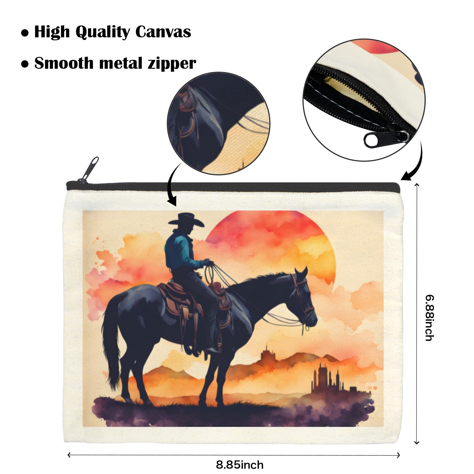 Baha Ranch Water Color Cowboy Cosmetic Bag Pack of 5 Made in America