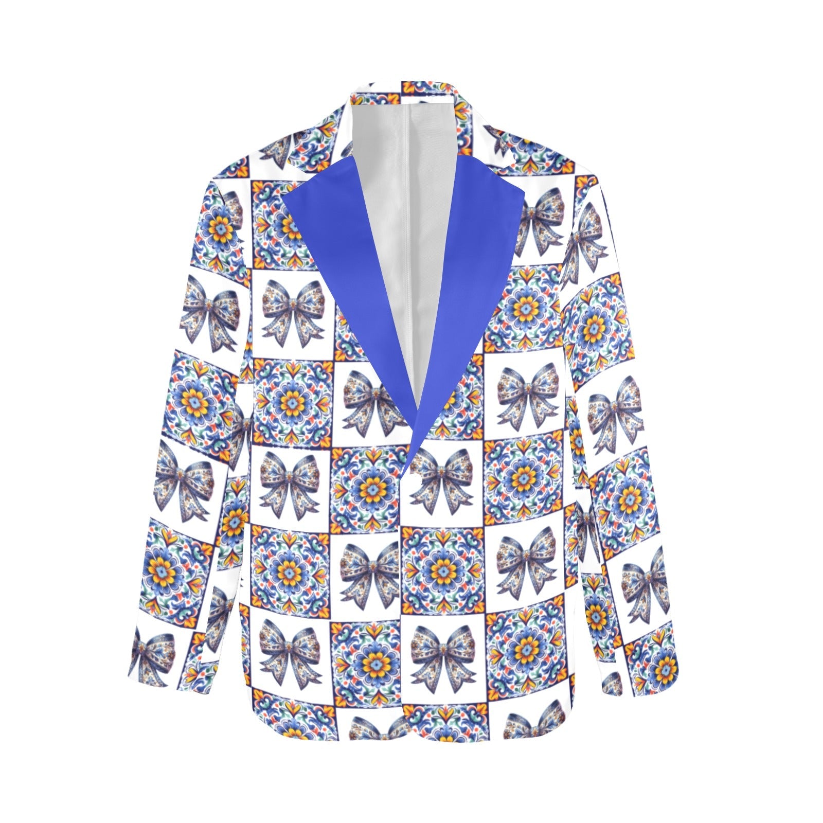 Baha Ranch Blue Bow Talavera Floral Blazer
