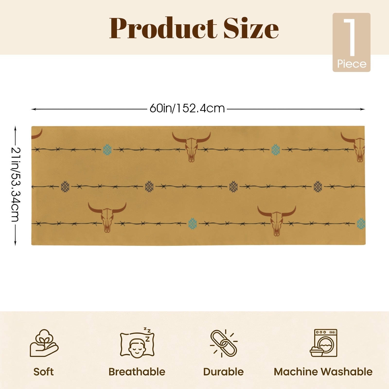 Baha Ranch Barbwire Longhorn Body Pillow Made in America