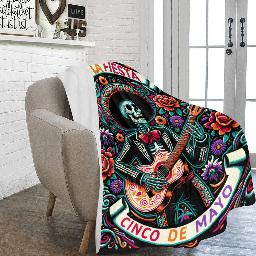Baha Ranch Cinco De Mayo Dia de los Muertes Throw Blanket Ultra-Soft Micro Fleece Blanket 60" x 80" Made in America