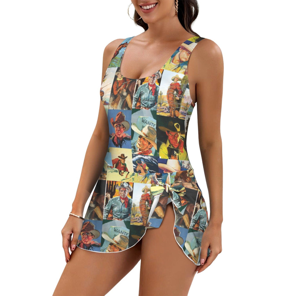 Baha Ranch Vintage Cowboy Skirted Swimsuit