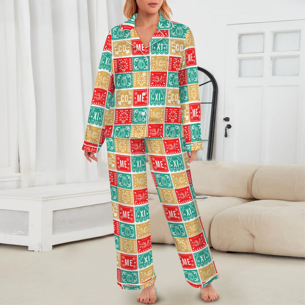 Baha Ranch Colores De Mexico Picado Womens Satin Pajamas