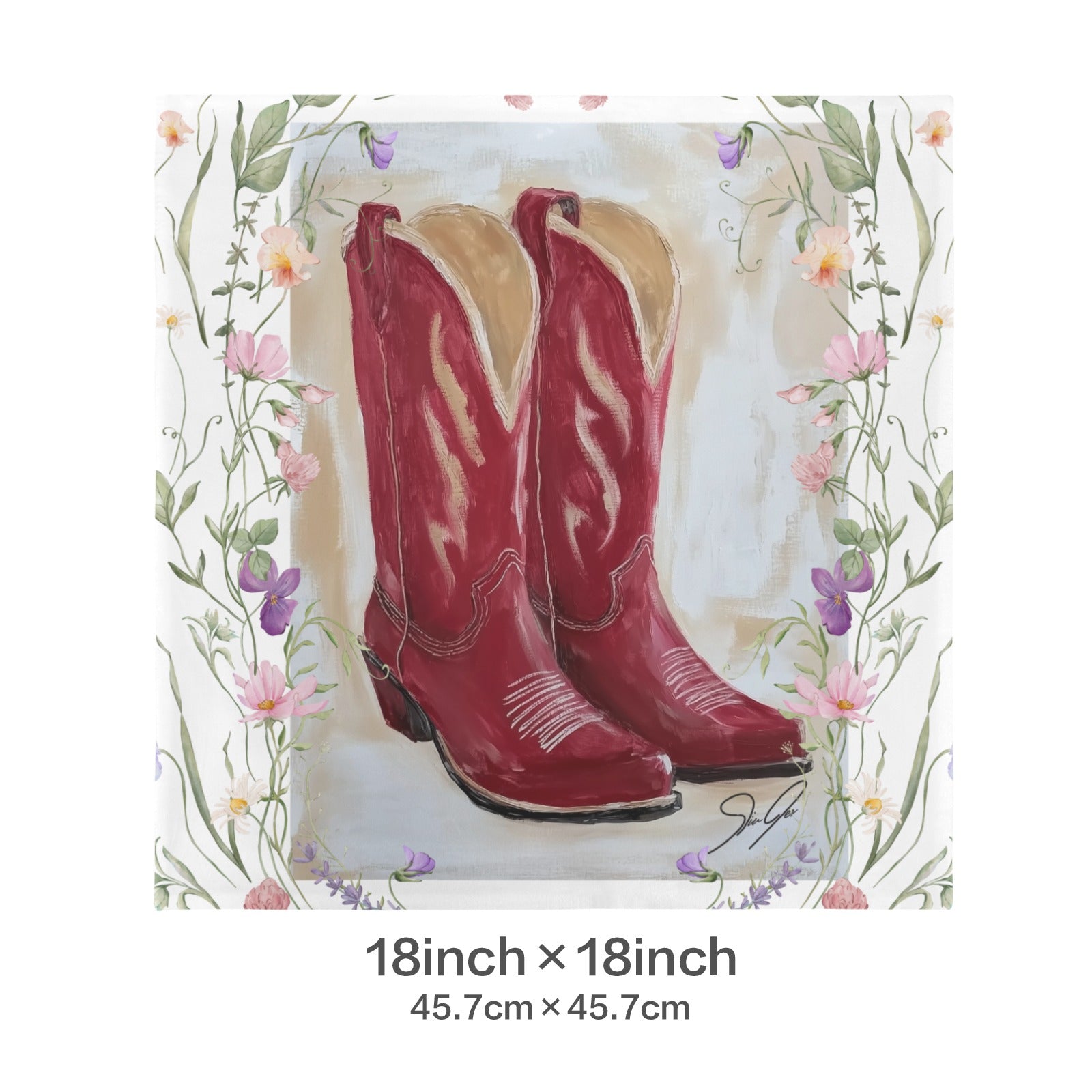 Baha Ranch Red Boots Velvety Soft Throw Pillow Case Made in America