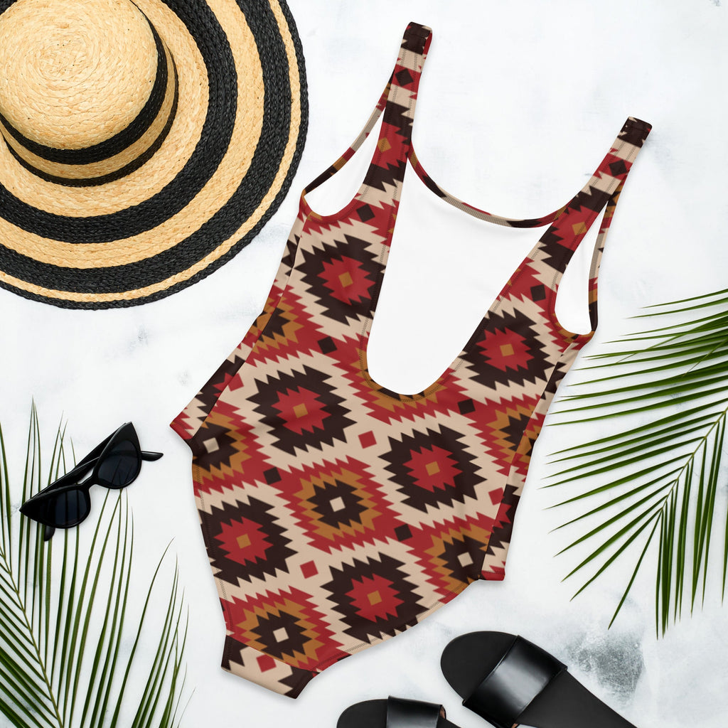 Baha Ranch Yeehaw Rust Aztec One-Piece Swimsuit