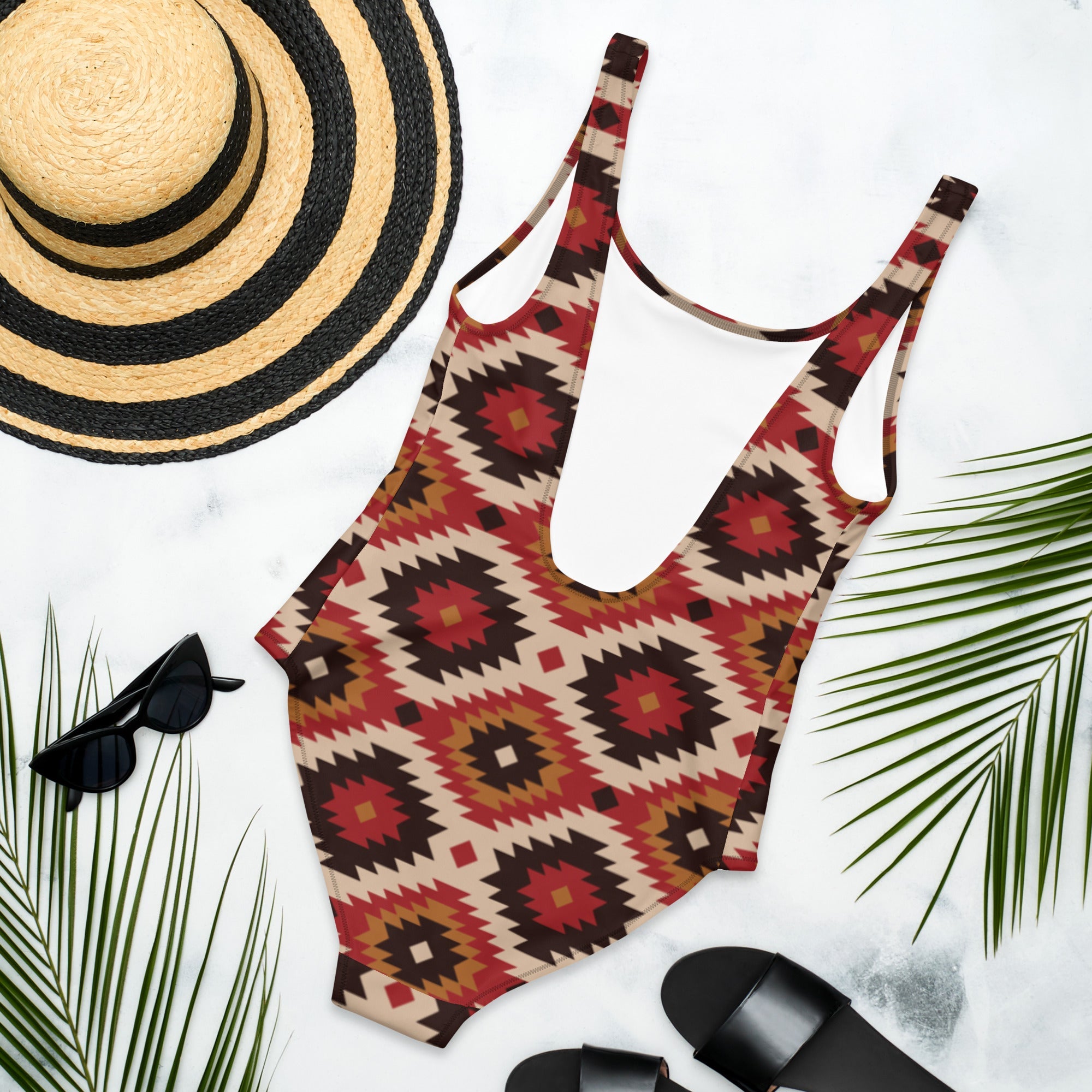 Baha Ranch Yeehaw Rust Aztec One-Piece Swimsuit