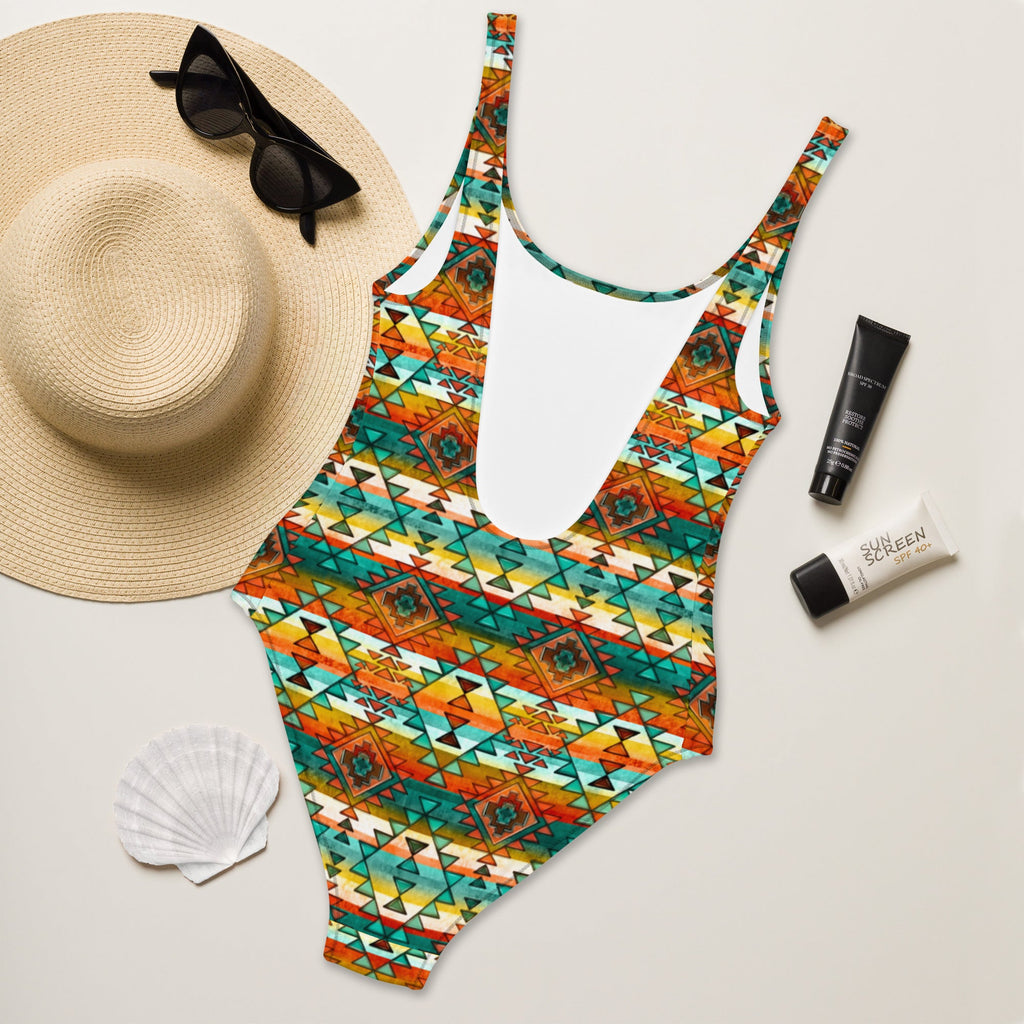 Baha Ranch Mustard Aztec One-Piece Swimsuit