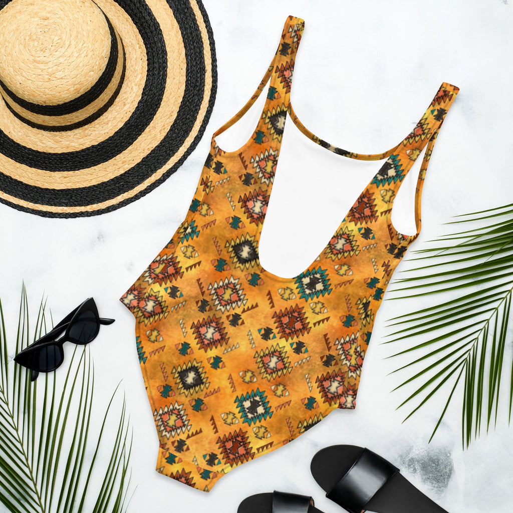 Baha Ranch Yeehaw Golden Aztec One-Piece Swimsuit