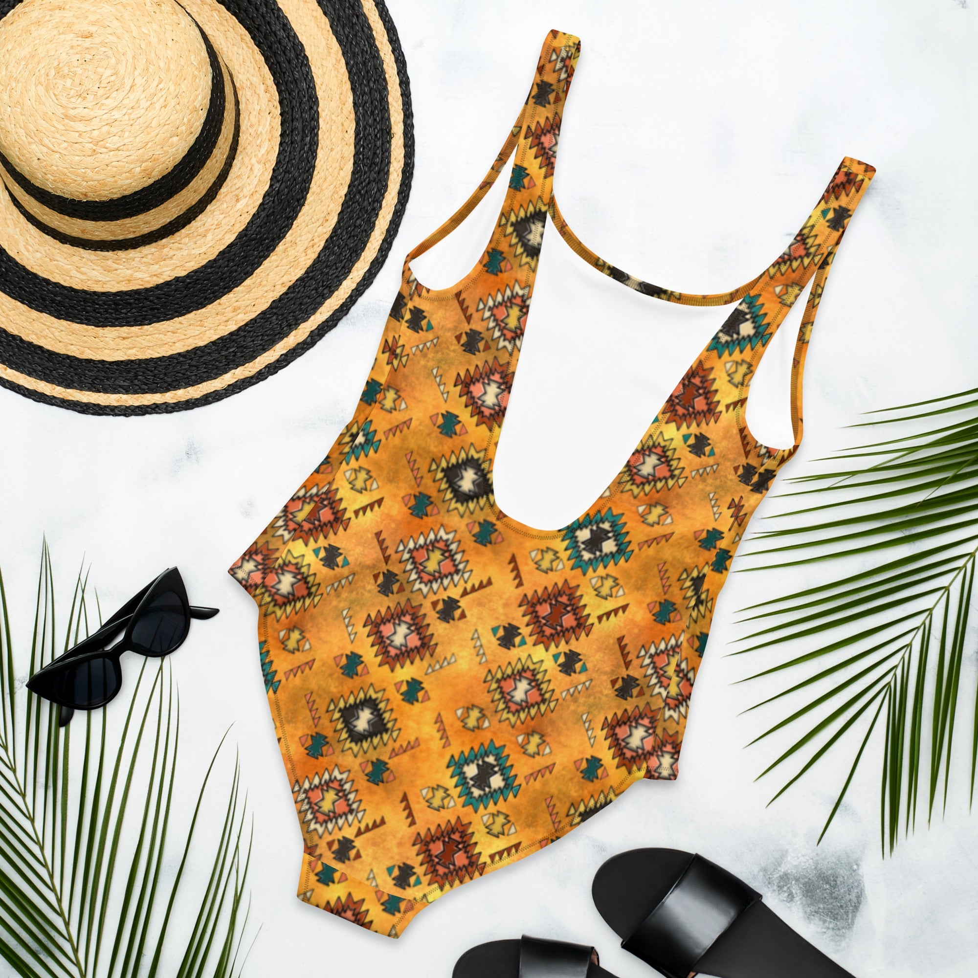 Baha Ranch Yeehaw Golden Aztec One-Piece Swimsuit
