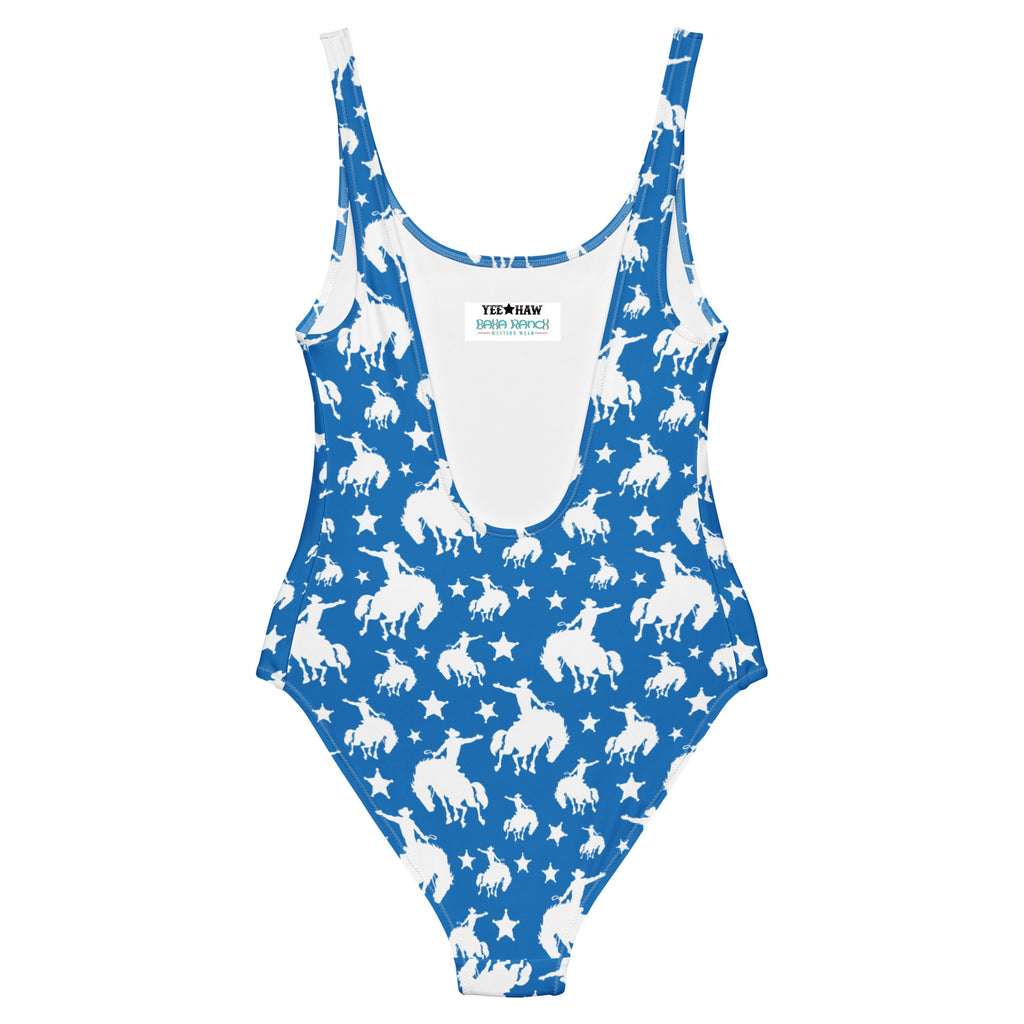 Baha Ranch Yeehaw Blue Rodeo Cowboy One-Piece Swimsuit