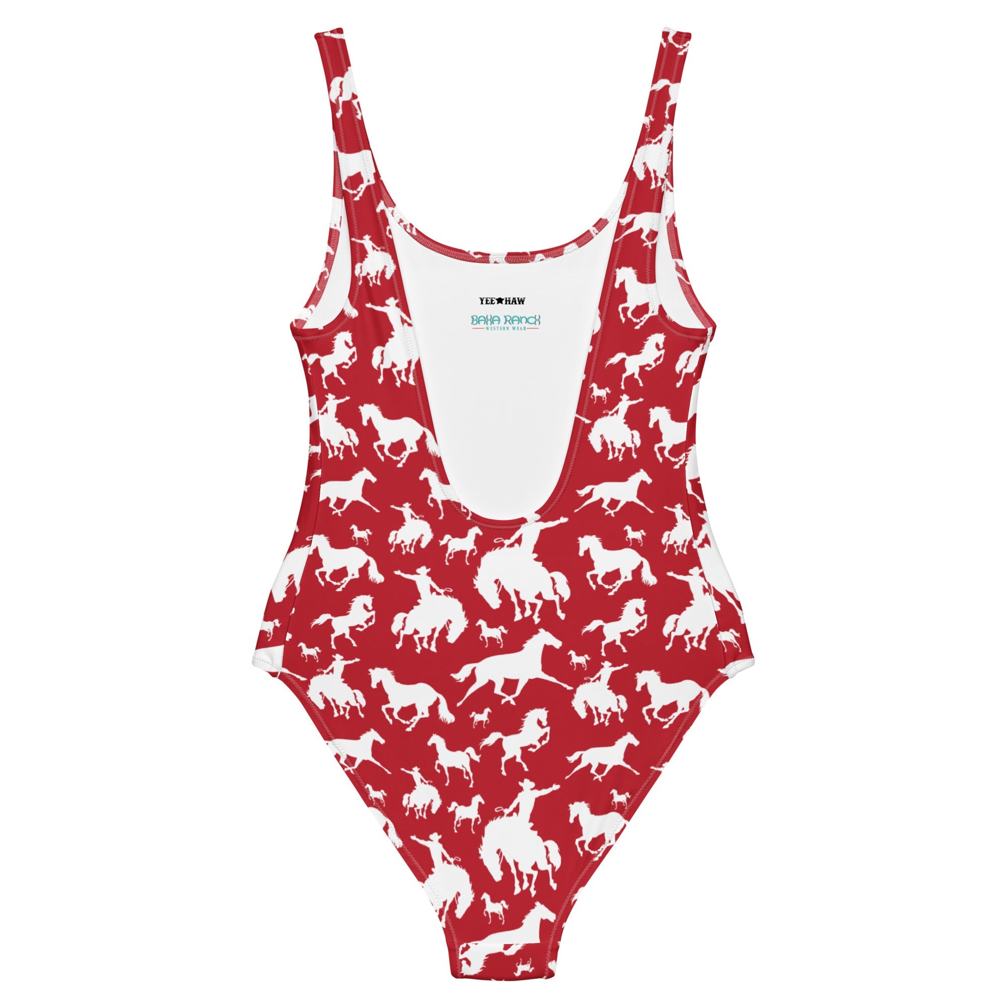 Baha Ranch Yeehaw Red Rodeo Cowboy One-Piece Swimsuit