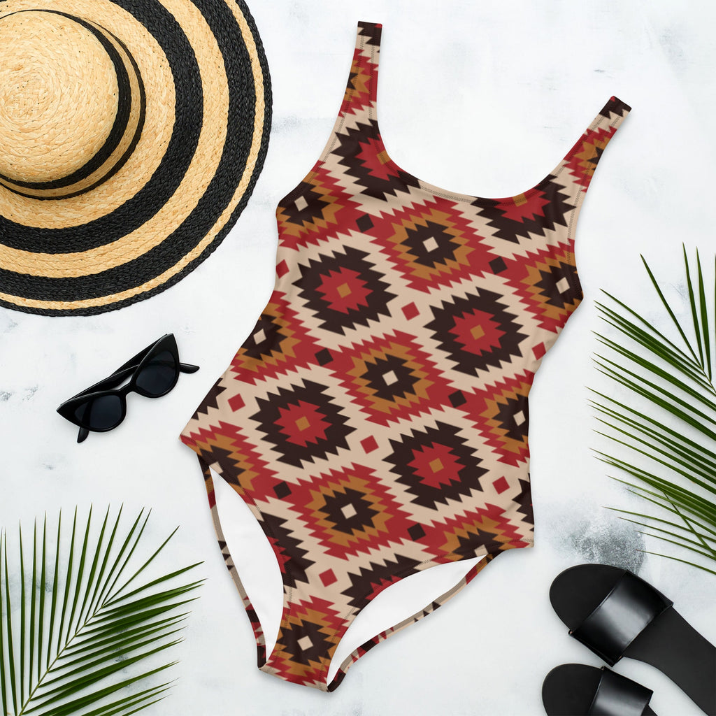 Baha Ranch Yeehaw Rust Aztec One-Piece Swimsuit
