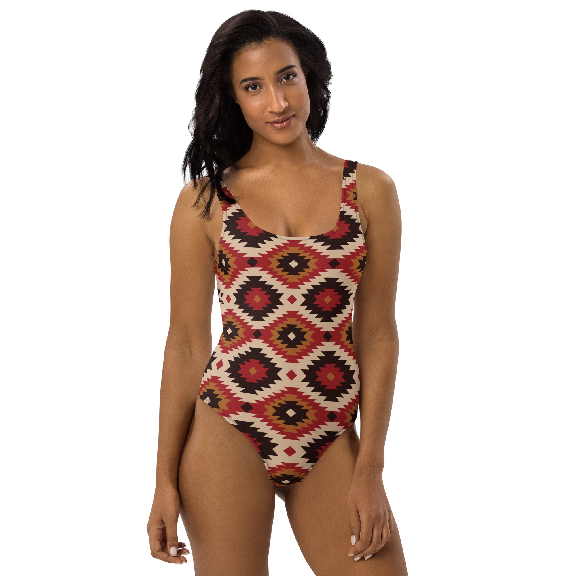 Baha Ranch Yeehaw Rust Aztec One-Piece Swimsuit