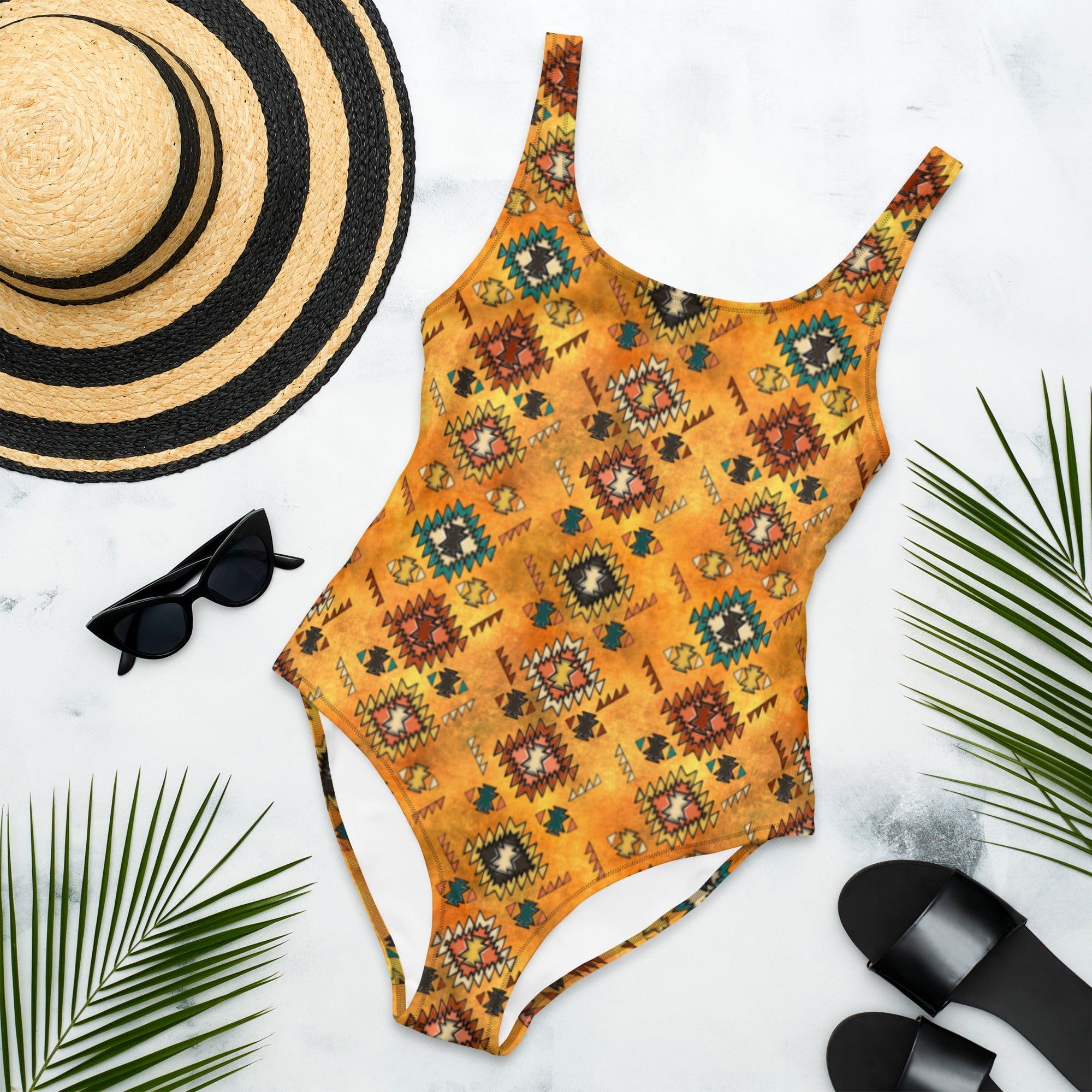 Baha Ranch Yeehaw Golden Aztec One-Piece Swimsuit
