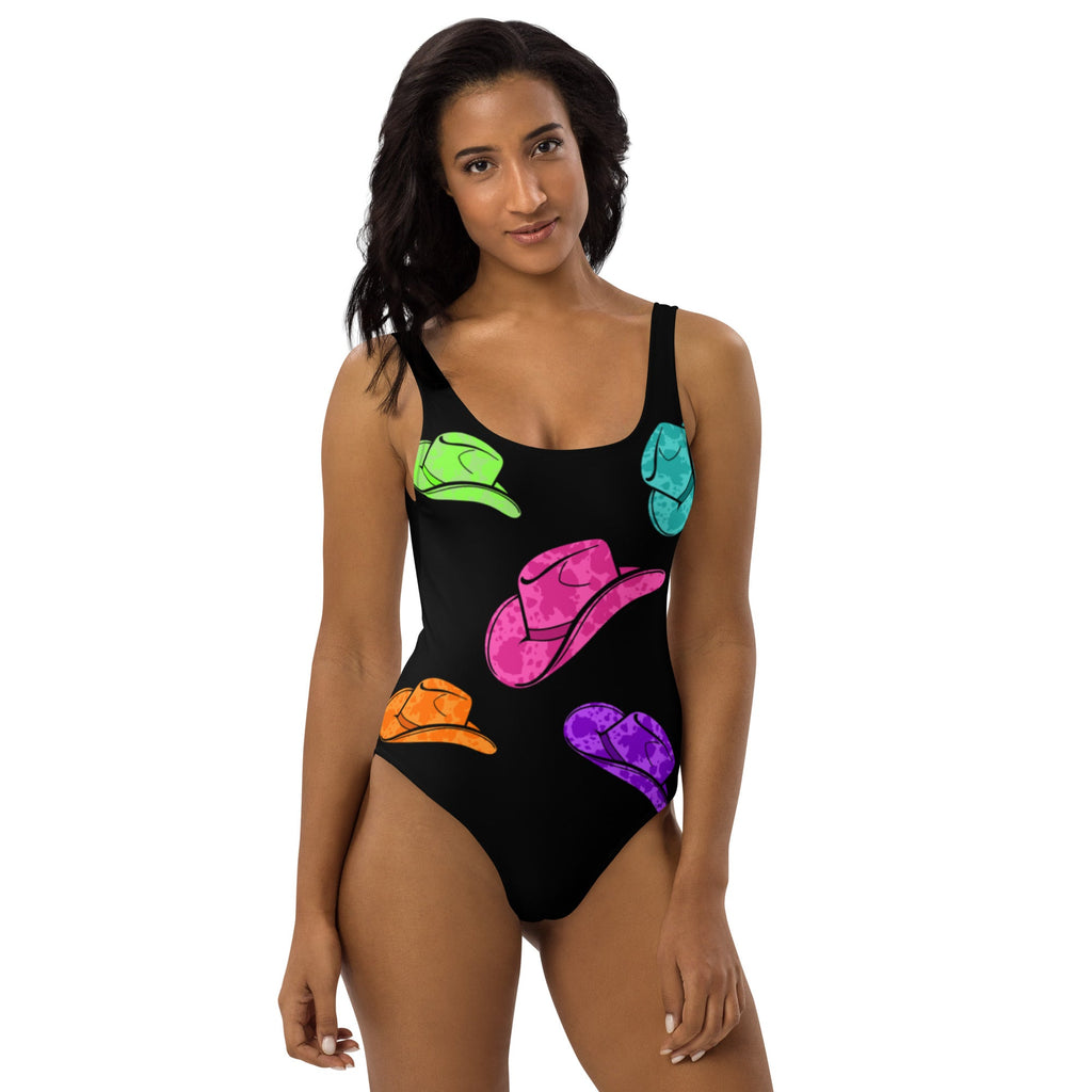 Baha Ranch Yeehaw All Neon Hat One-Piece Swimsuit