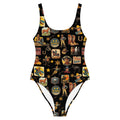 Baha Ranch Yeehaw Vintage Cowboy Collage Western One-Piece Swimsuit