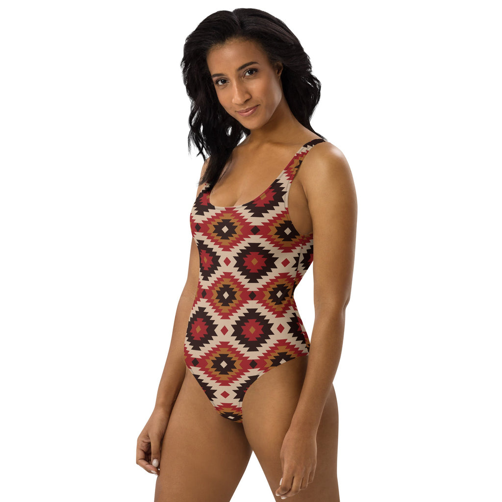 Baha Ranch Yeehaw Rust Aztec One-Piece Swimsuit