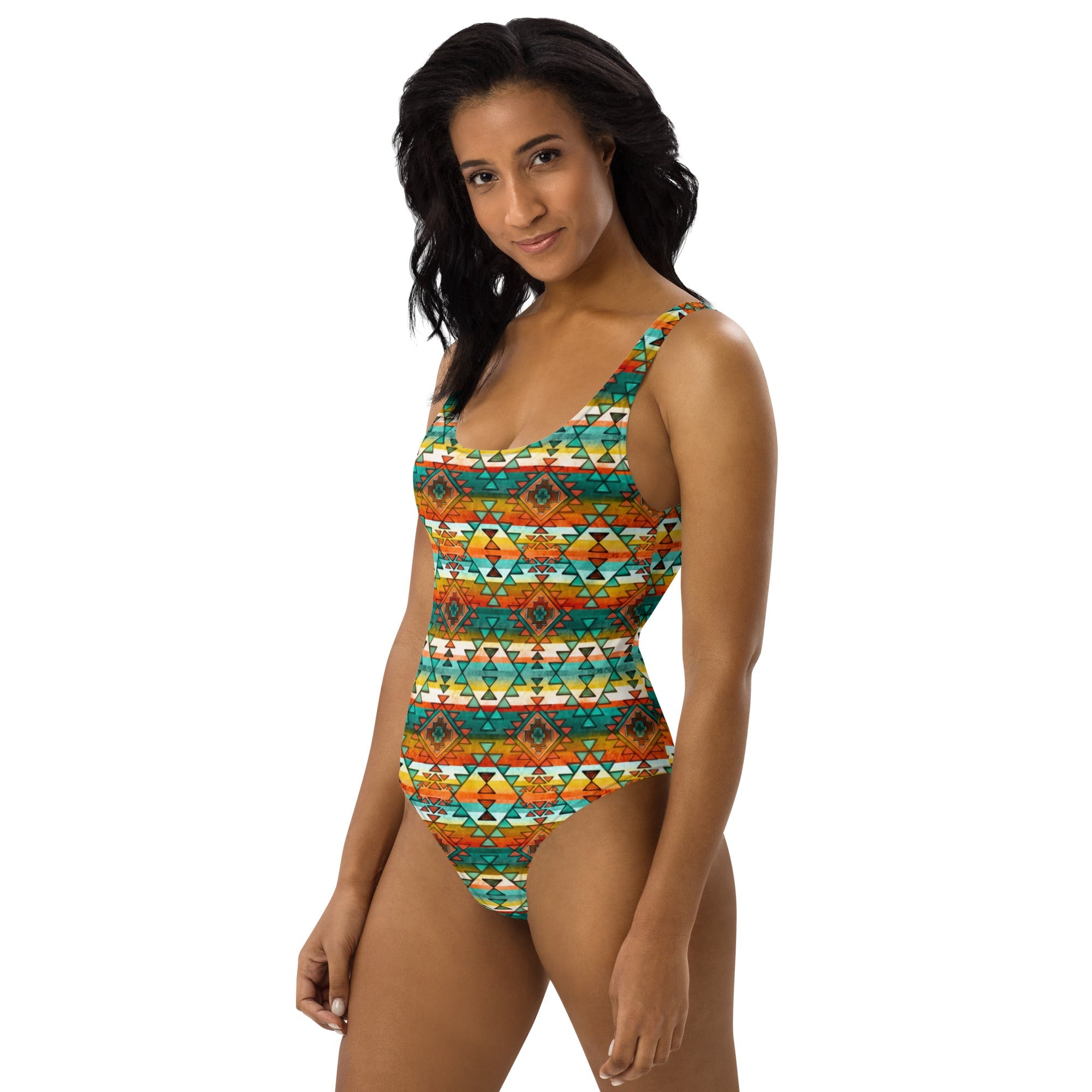Baha Ranch Mustard Aztec One-Piece Swimsuit