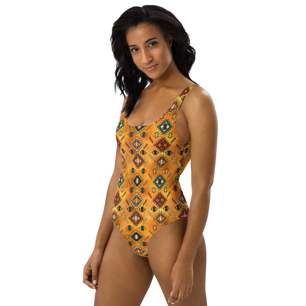 Baha Ranch Yeehaw Golden Aztec One-Piece Swimsuit