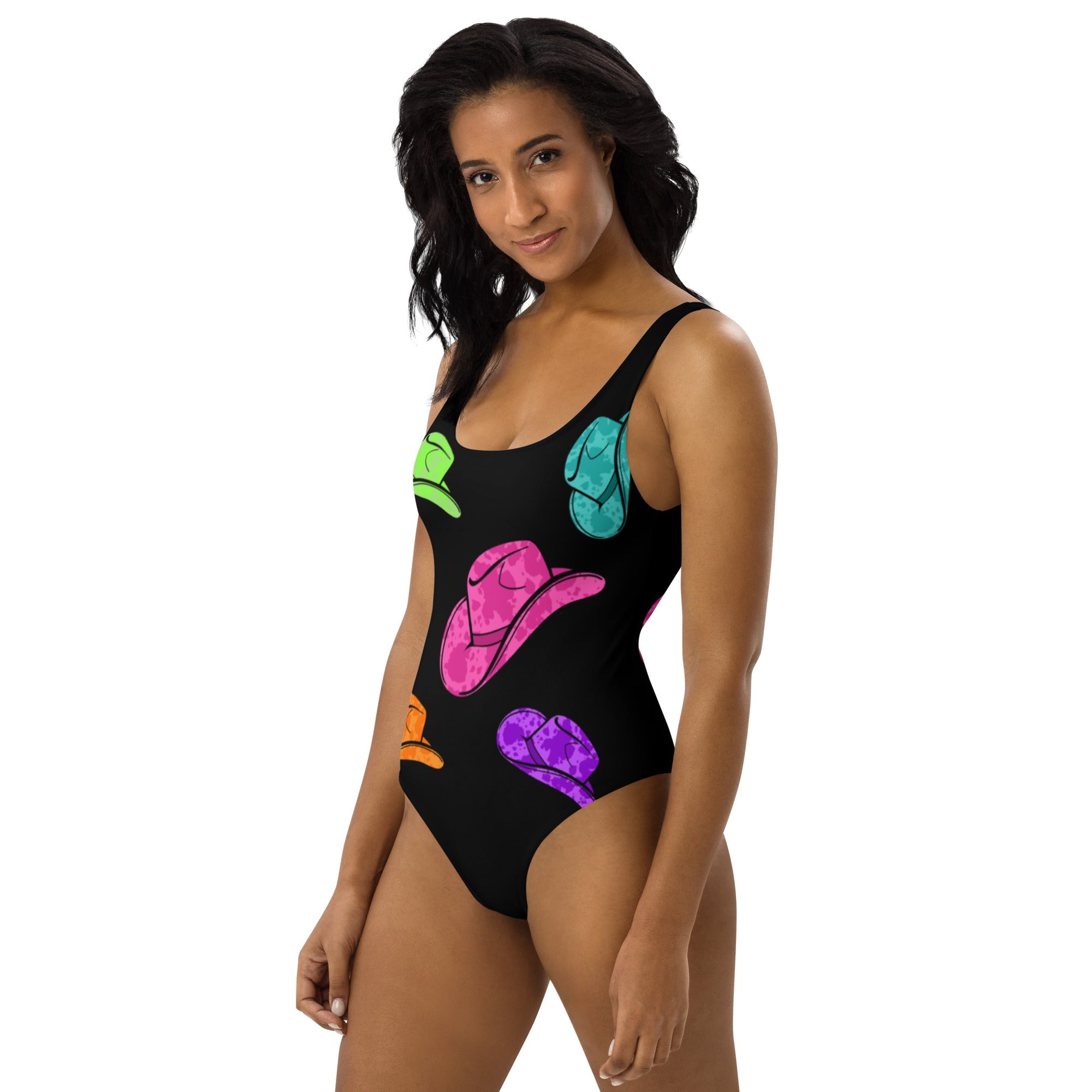 Baha Ranch Yeehaw All Neon Hat One-Piece Swimsuit