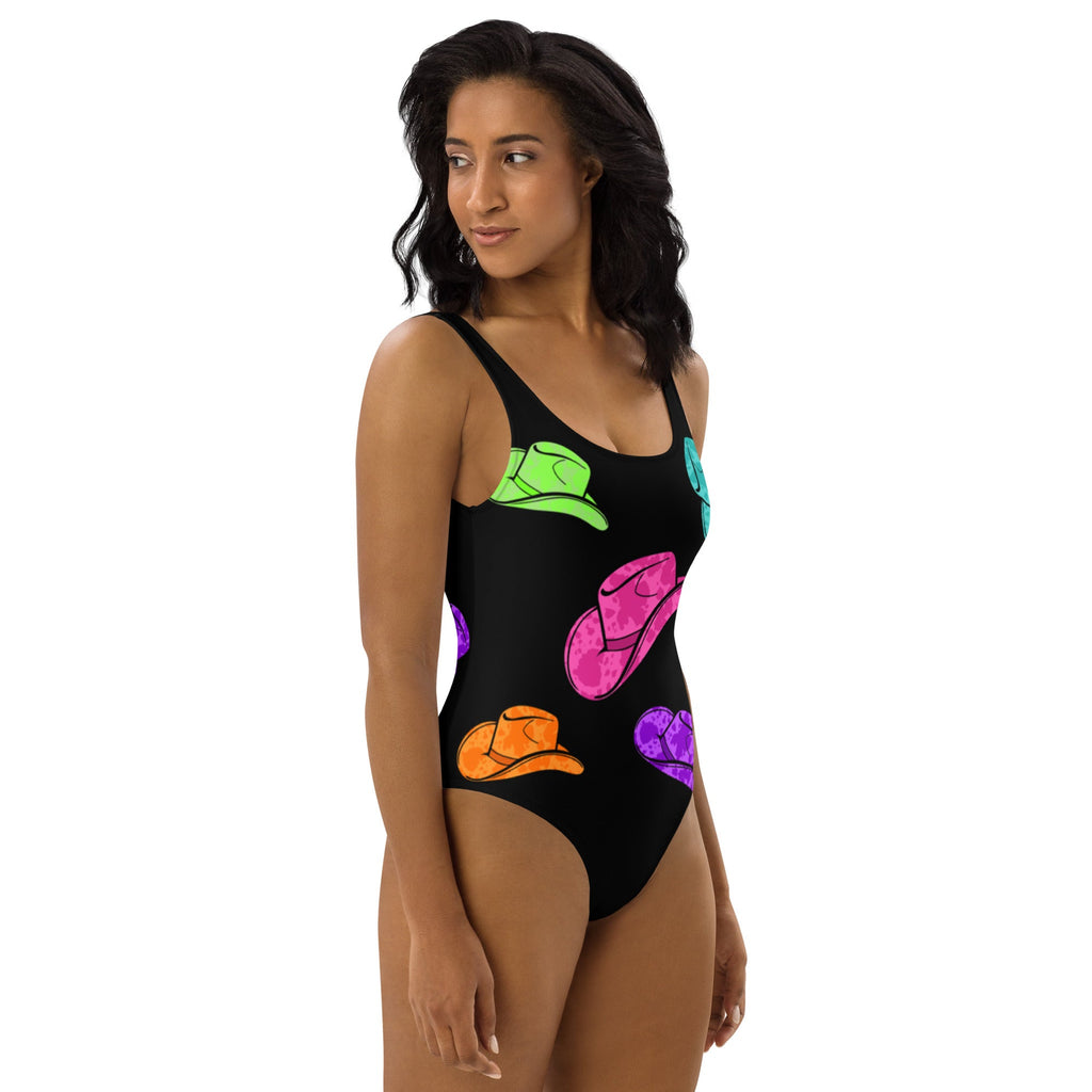 Baha Ranch Yeehaw All Neon Hat One-Piece Swimsuit