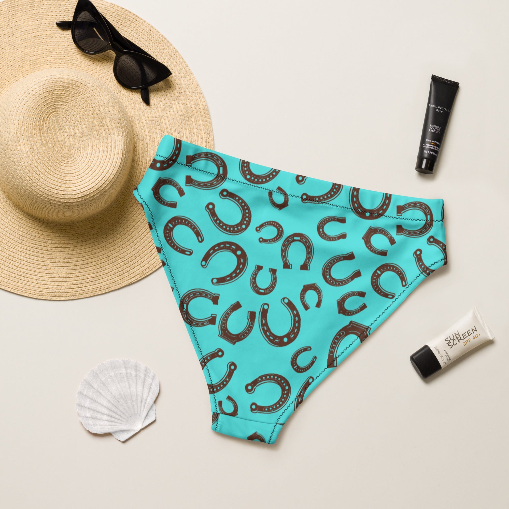 Baha Ranch Yeehaw Turquoise Horseshoe Bikini Bottom