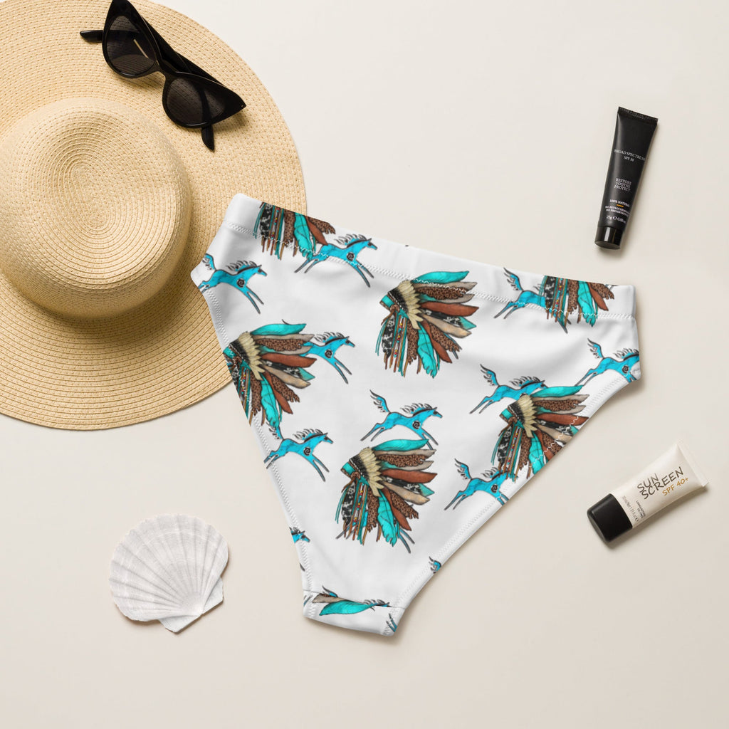 Baha Ranch Yeehaw Turquoise Running Horse Head Dress Bikini Bottom