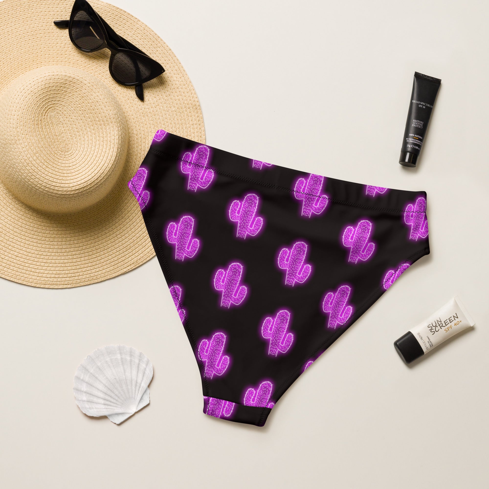 Baha Ranch Yeehaw Purple Neon Cactus Bikini Bottom
