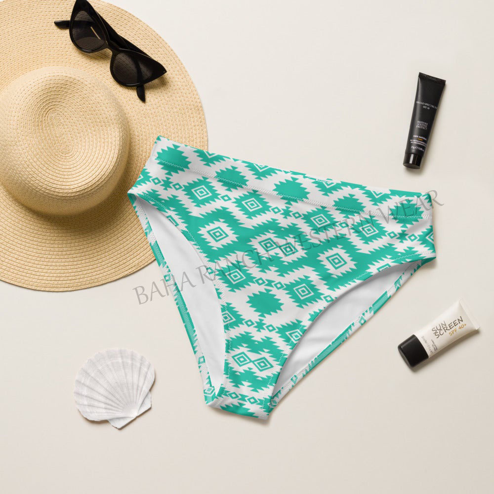 Baha Ranch Yeehaw Turquoise Aztec Bikini Bottom