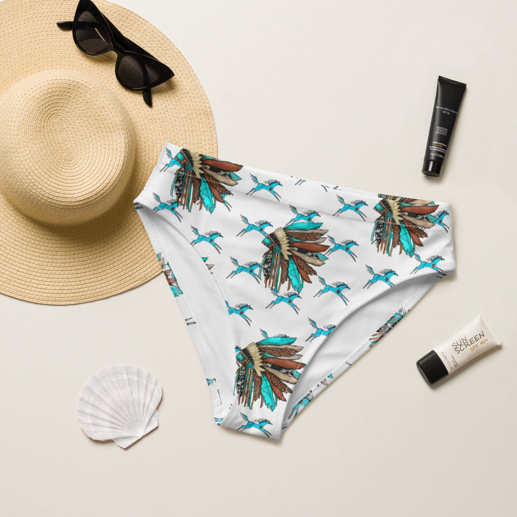 Baha Ranch Yeehaw Turquoise Running Horse Head Dress Bikini Bottom