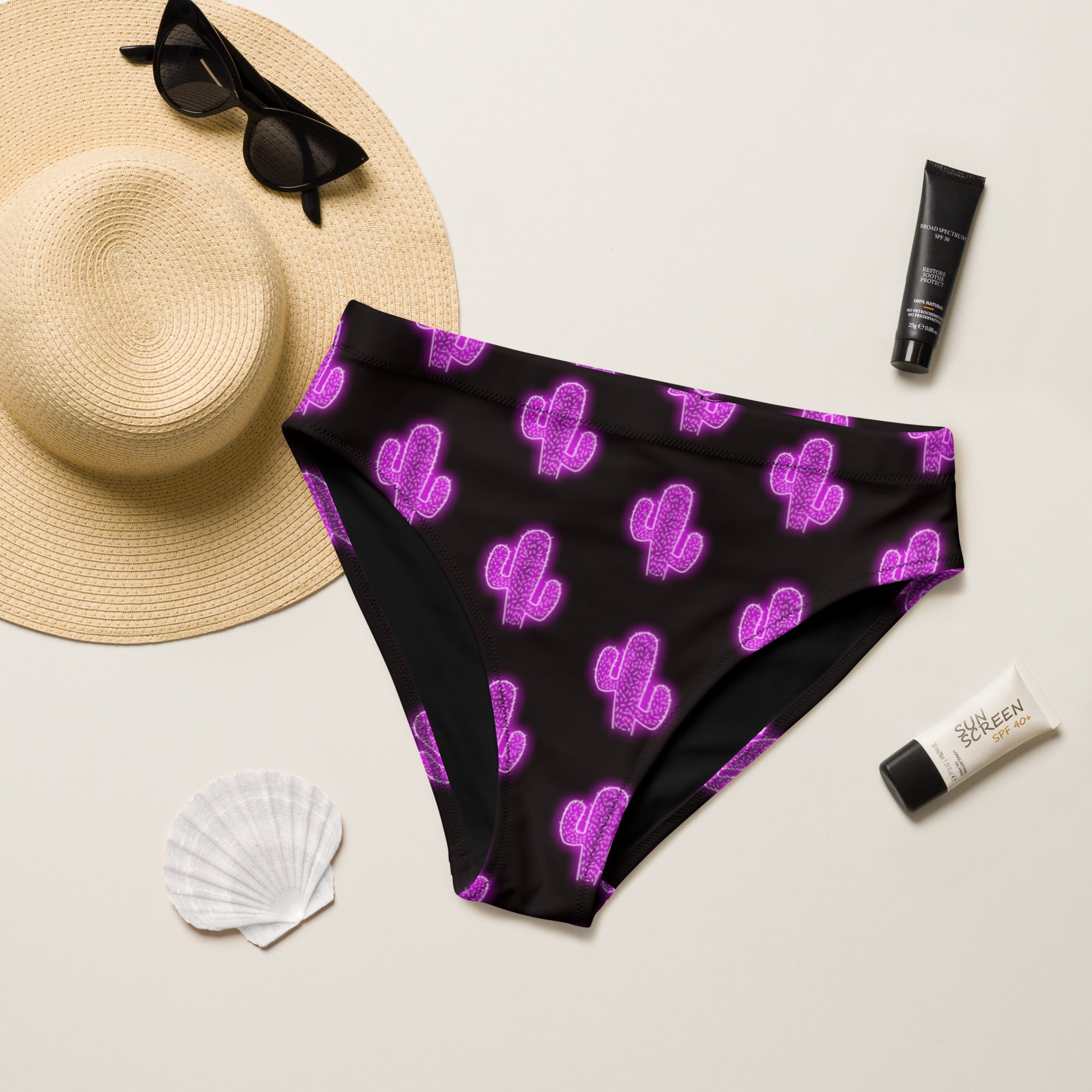 Baha Ranch Yeehaw Purple Neon Cactus Bikini Bottom