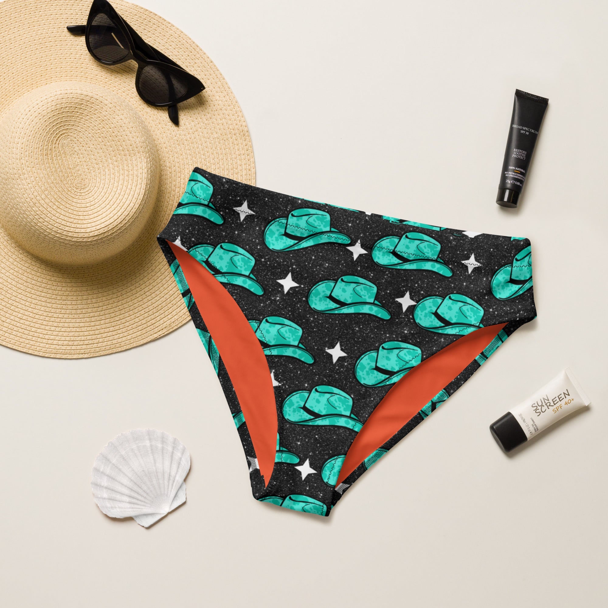 Baha Ranch Yeehaw Turquoise Hat Bikini Bottom