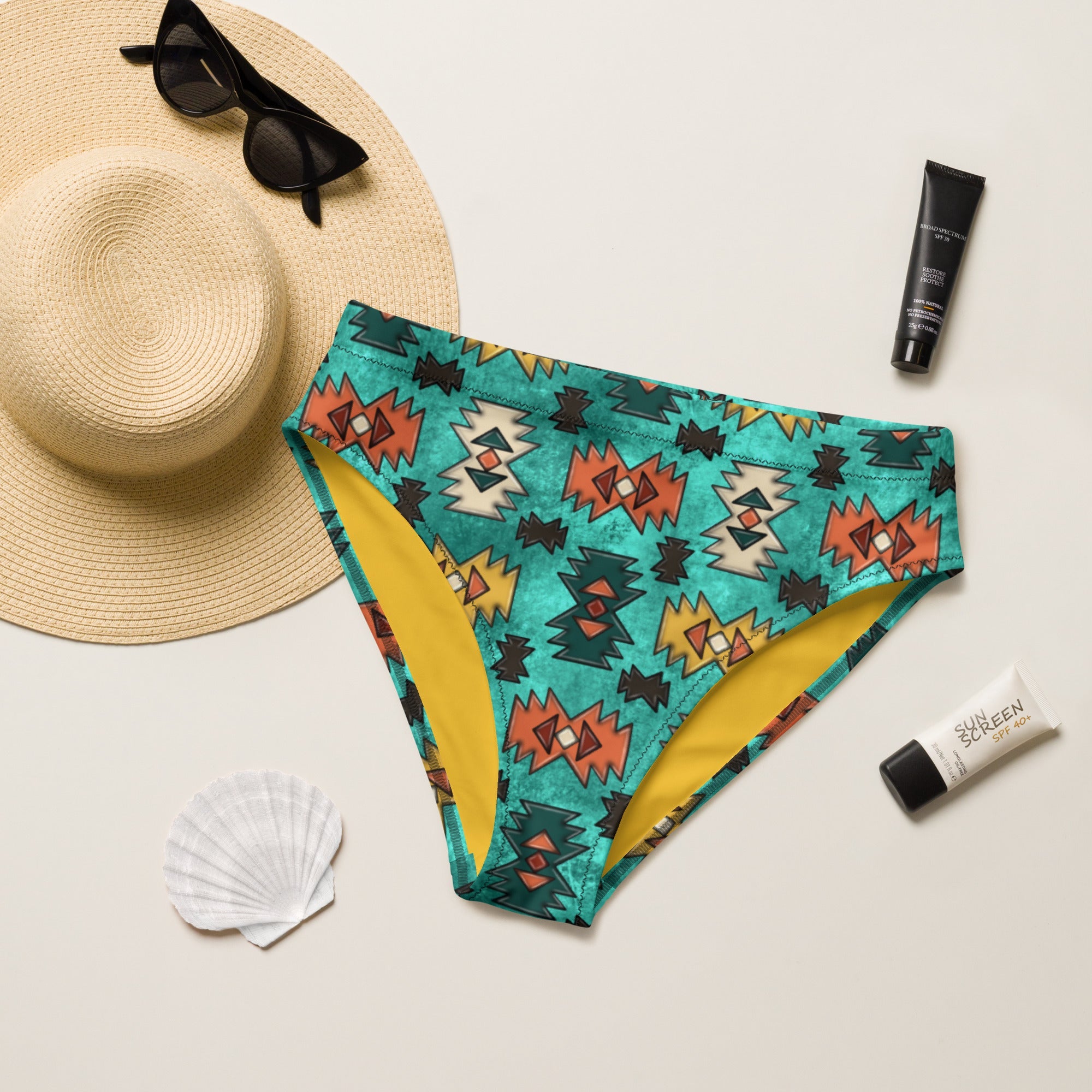 Baha Ranch Yeehaw Turquoise Aztec Bikini Bottom