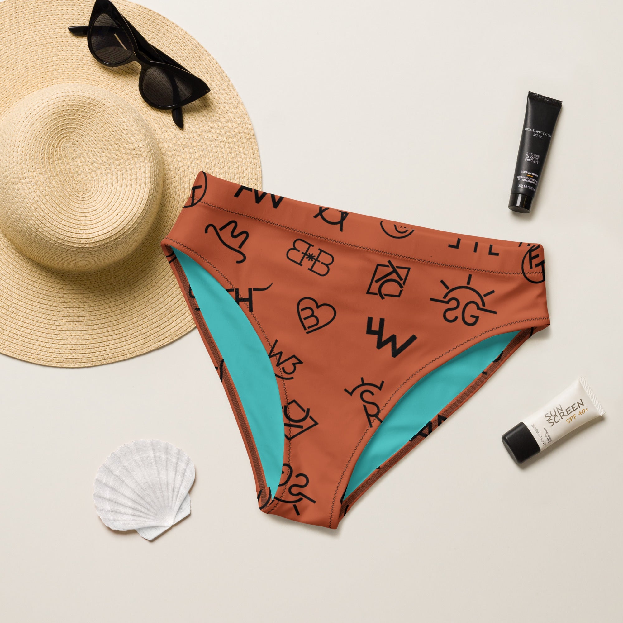 Baha Ranch Yeehaw Brown Cattle Brands Bikini Bottom