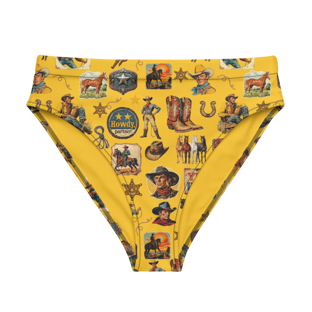 Baha Ranch Yeehaw Vintage Cowboy Collage Mustard Bikini Bottom