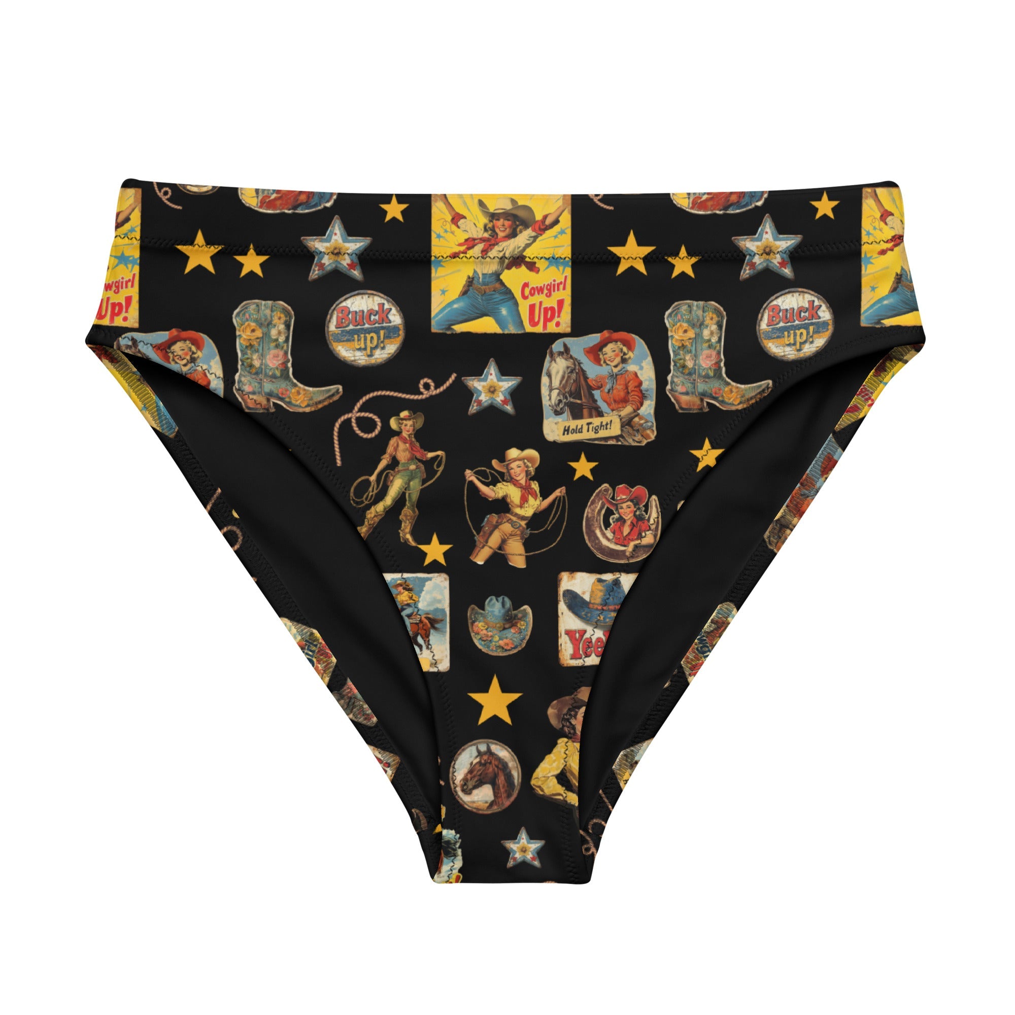 Baha Ranch Yeehaw Vintage Cowgirl Collage Bikini Bottom