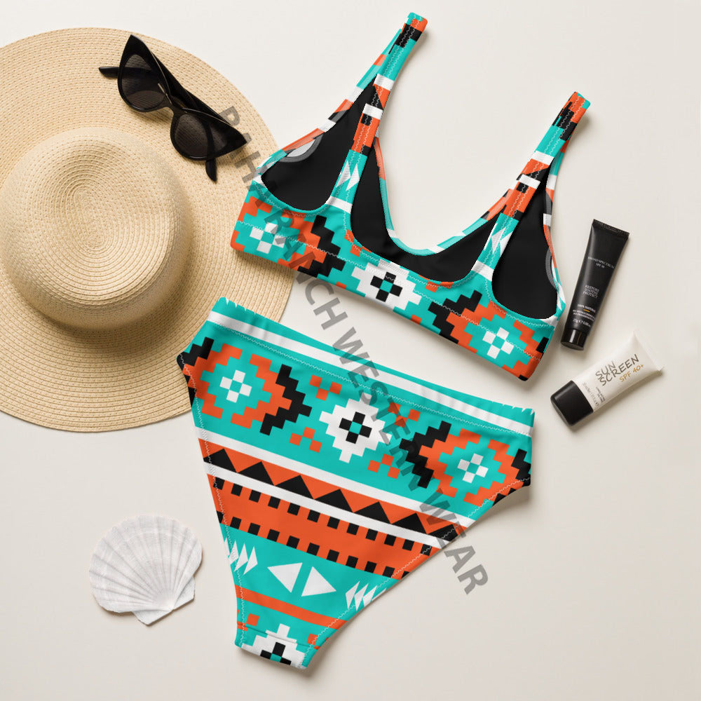 Baha Ranch Yeehaw Turquoise Orange Aztec Bikini