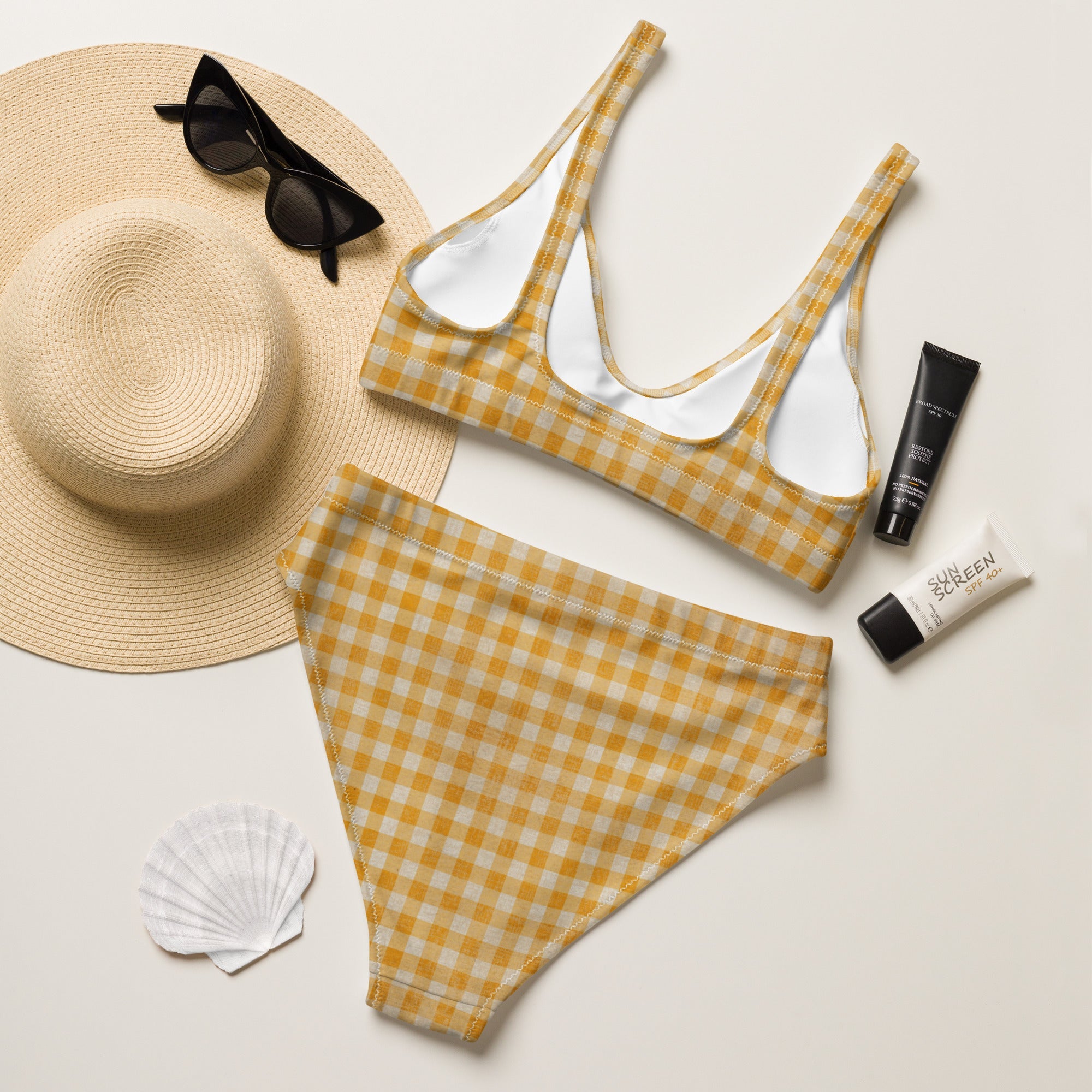 Baha Ranch Yeehaw Yellow Gingham Print Bikini